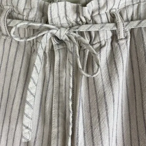 rag & bone Striped Shorts Size 30 Ivory Cream Linen Blend Paperbag High Waist - Picture 8 of 13